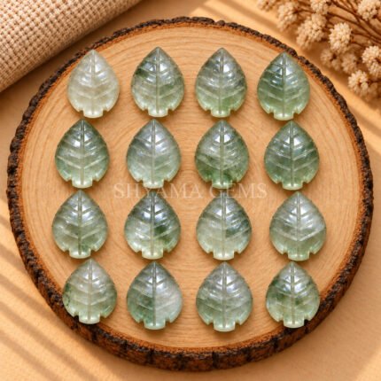 Green Amethyst Leaf Carved Gemstone 14x10mm