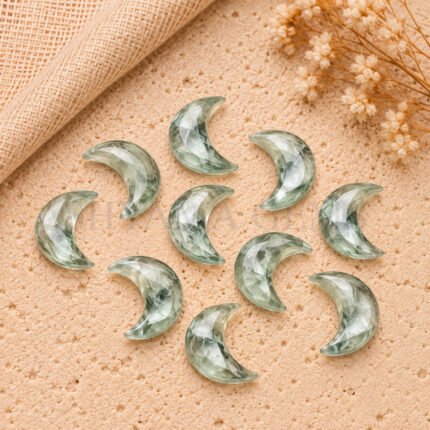 Green Amethyst Faceted Moon Gemstone 17mm