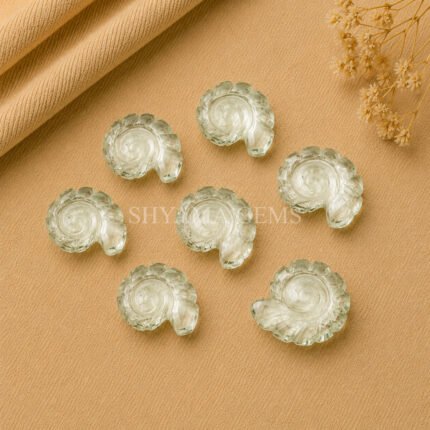 Green Amethyst Shell Snail Nautilus Carved 20mm Gemstone