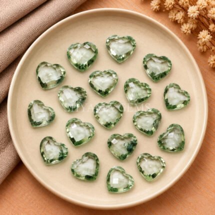 Green Amethyst Heart Faceted 10mm