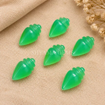 Green Chalcedony Conch Shell Carved Gemstone 18×10mm