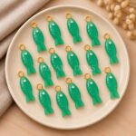 Green Chrysoprase Chalcedony Fish Inlay Pendant 25x8mm