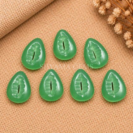 Green Chalcedony Cowrie Shell Carved Loose Gemstone 20×15mm