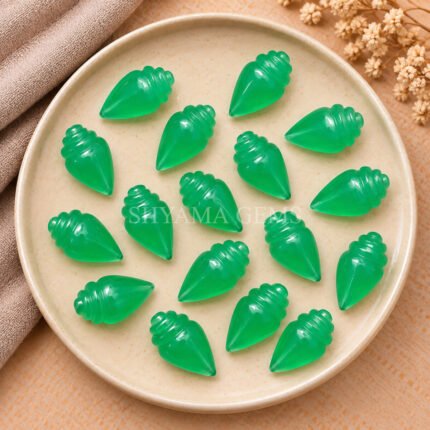 Green Chalcedony Conch Shell Carved Gemstone 18×10mm