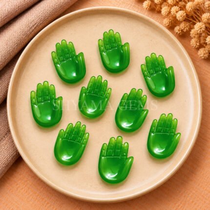 Green Chrysoprase Chalcedony Carved Hamsa Hand 25mm