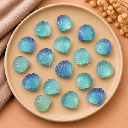 Green Fluorite Carved Shell Gemstone 12mm