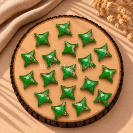 Green Mohave Turquoise Carved Ninja Star Loose Gemstone 15mm