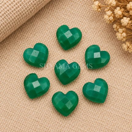 Green Onyx Heart Faceted 10mm