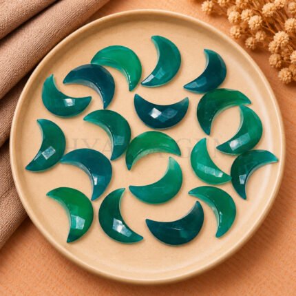 Green Onyx Faceted Moon Gemstone 17mm