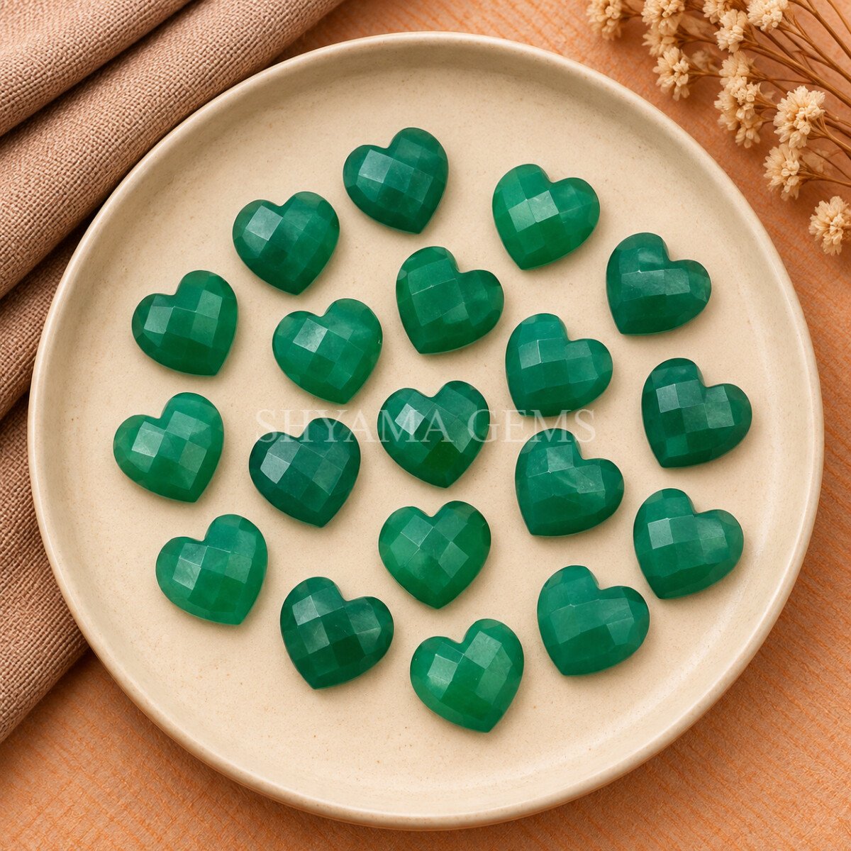 Green Onyx Heart Faceted 10mm Green Onyx Heart Faceted 10mm