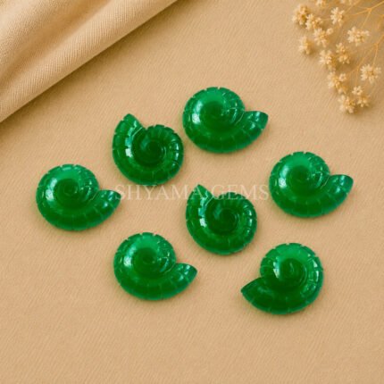 Green Onyx Shell Snail Nautilus Carved 20mm Gemstone
