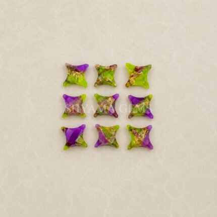 Green Purple Turquoise Carved Ninja Star Loose Gemstone 12mm