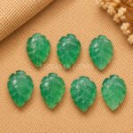 Green Strawberry Leaf Carved Gemstone 14x10mm