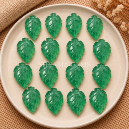 Green Strawberry Leaf Carved Gemstone 14x10mm
