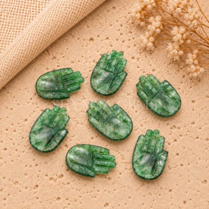 Green Strawberry Quartz Carved Hamsa Hand 25mm