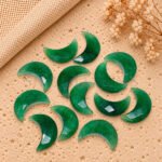 Green Strawberry Quartz Faceted Moon Gemstone 17mm