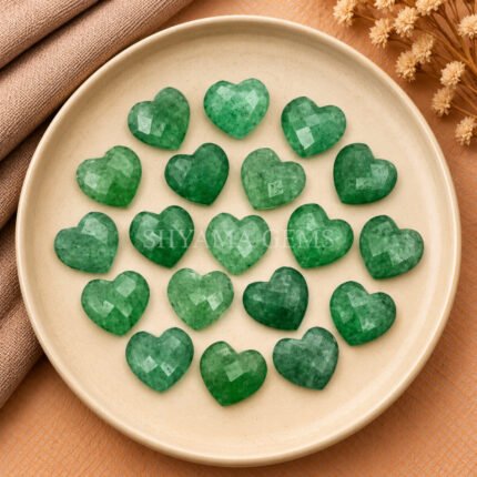 Green Strawberry Heart Faceted 10mm