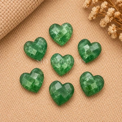 Green Strawberry Heart Faceted 10mm