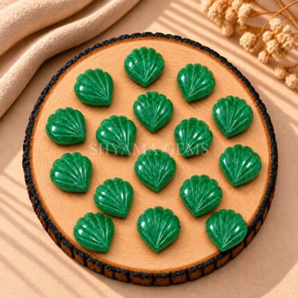 Green Strawberry Carved Shell Gemstone 12mm