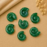 Green Strawberry Shell Snail Nautilus Carved 20mm Gemstone