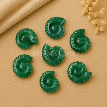 Green Strawberry Shell Snail Nautilus Carved 20mm Gemstone