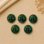Green Strawberry Full Moon Face Carved Loose Gemstone 15mm