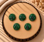 Green Strawberry Full Moon Face Carved Loose Gemstone 15mm