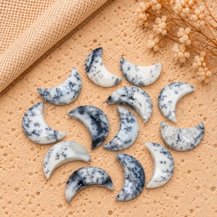 Howlite Faceted Moon Gemstone 17mm