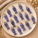 Iolite Quartz Fish Inlay Pendant 25x8mm