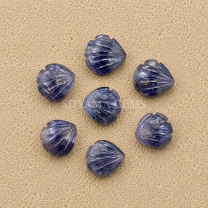 Iolite Carved Shell Gemstone 12mm