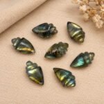 Labradorite Conch Shell Carved Gemstone 18×10mm