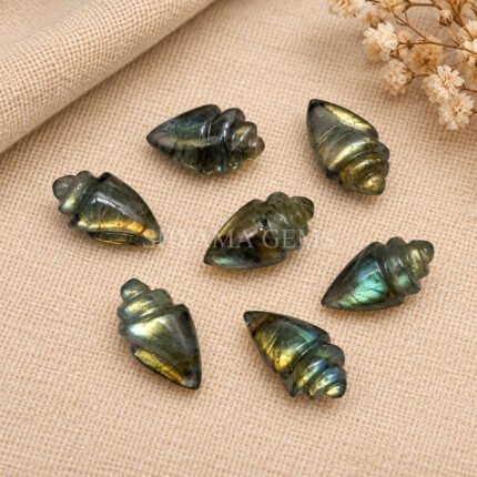 Labradorite Conch Shell Carved Gemstone 18×10mm