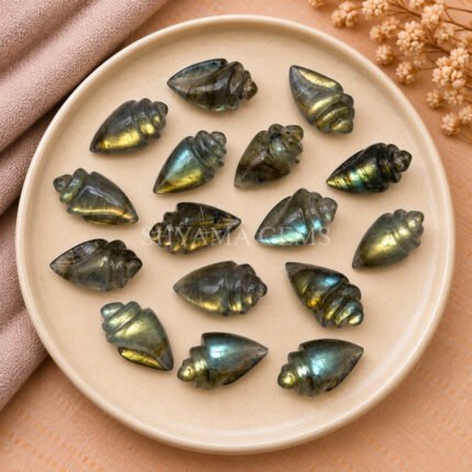 Labradorite Conch Shell Carved Gemstone 18×10mm