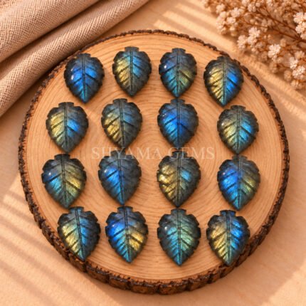 Labradorite Leaf Carved Gemstone 14x10mm