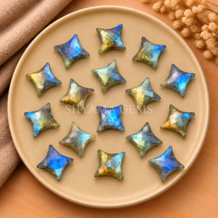 Labradorite Carved Ninja Star Loose Gemstone 15mm