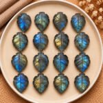 Labradorite Leaf Carved Gemstone 14x10mm