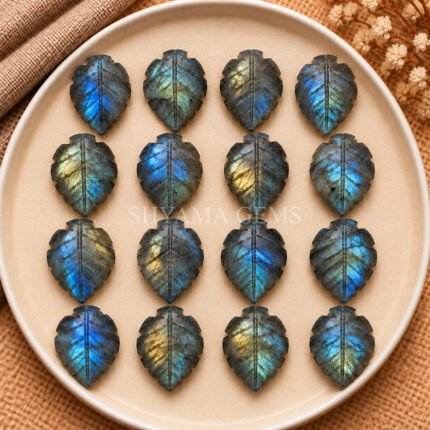 Labradorite Leaf Carved Gemstone 14x10mm