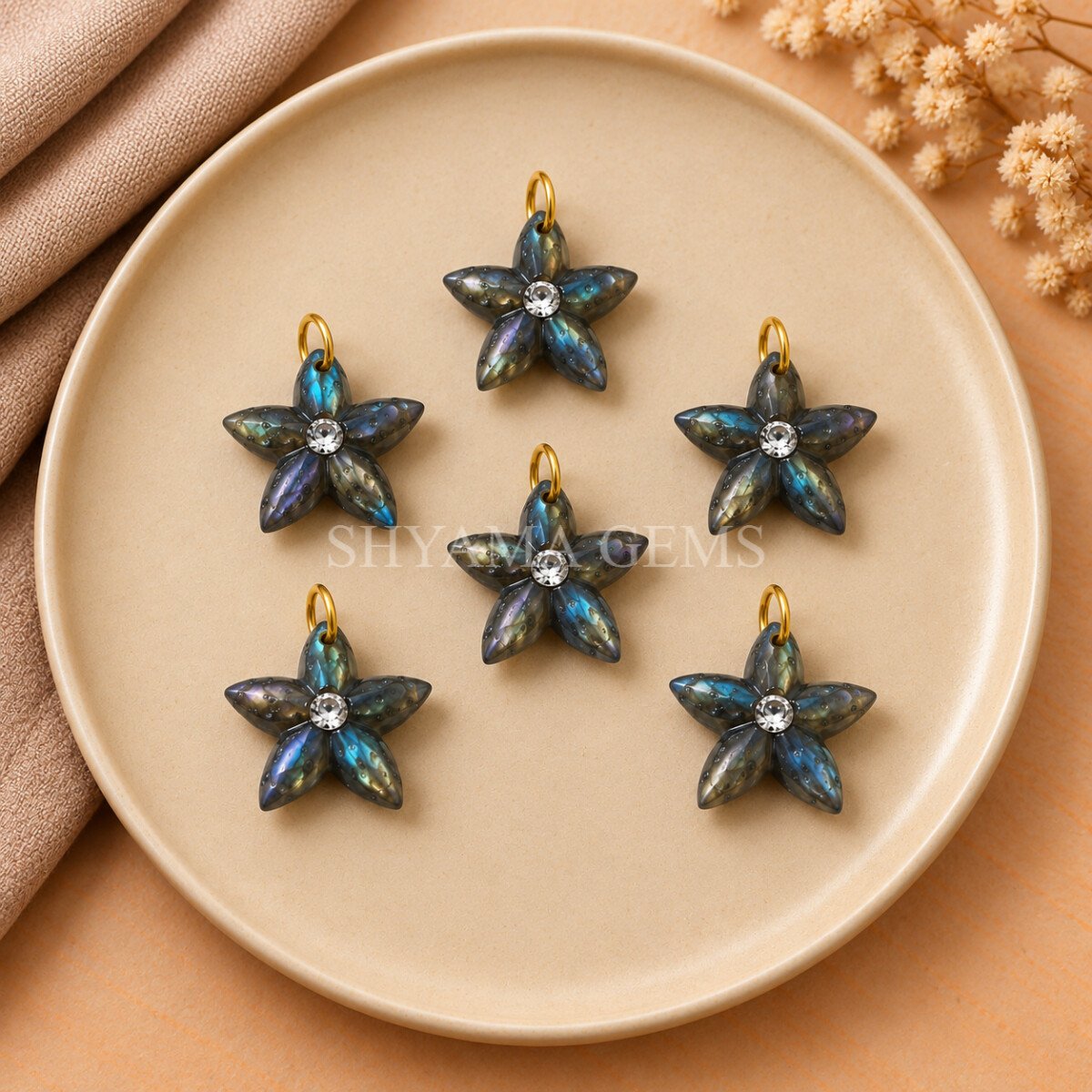 Labradorite Starfish Carved 15mm Pendant Labradorite Starfish Carved 15mm Pendant