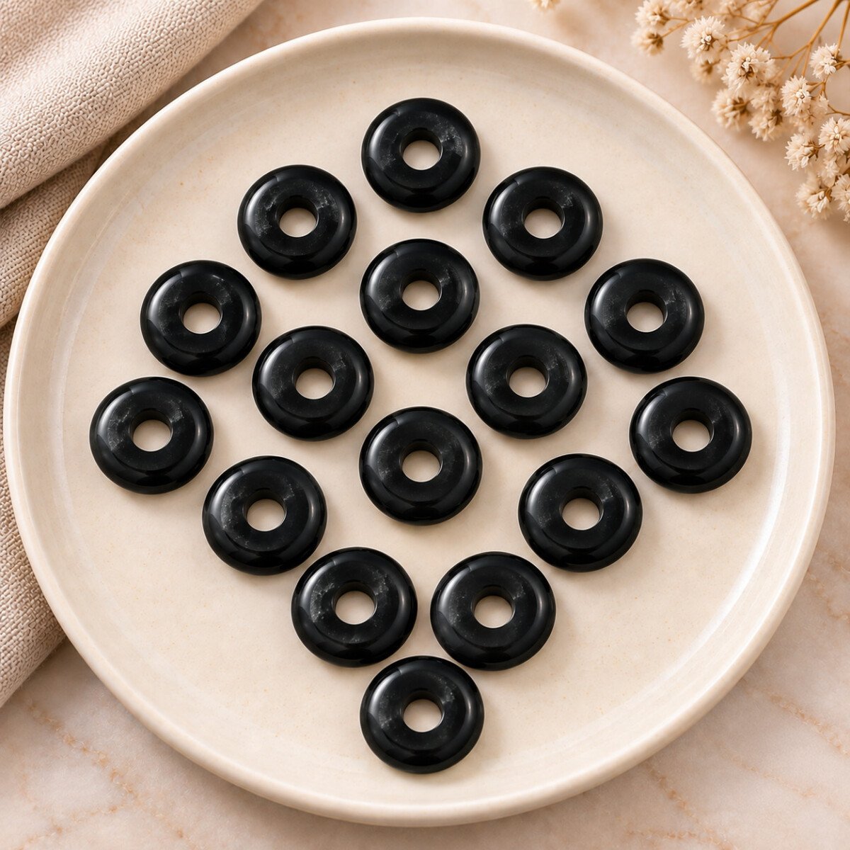 Black Onyx Donut Gemstone 15mm Black Onyx Donut Gemstone 15mm