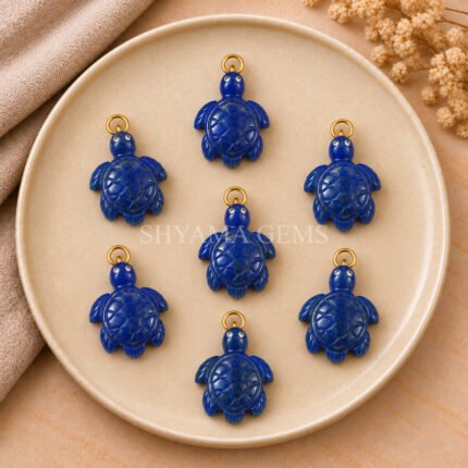 Lapis Lazuli Turtle Carved 18mm Gemstone Pendant
