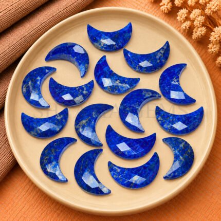 Lapis Lazuli Faceted Moon Gemstone 17mm