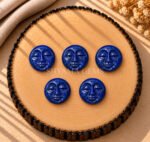 Lapis Lazuli Full Moon Face Carved Loose Gemstone 15mm