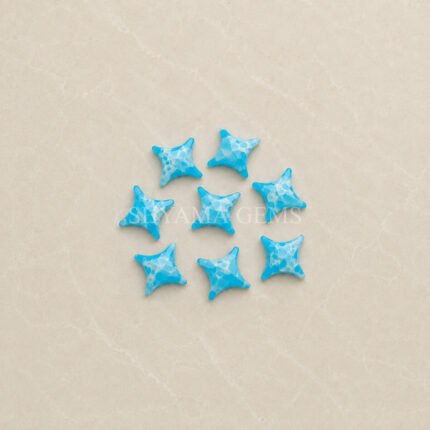 Larimar Turquoise Carved Ninja Star Loose Gemstone 12mm