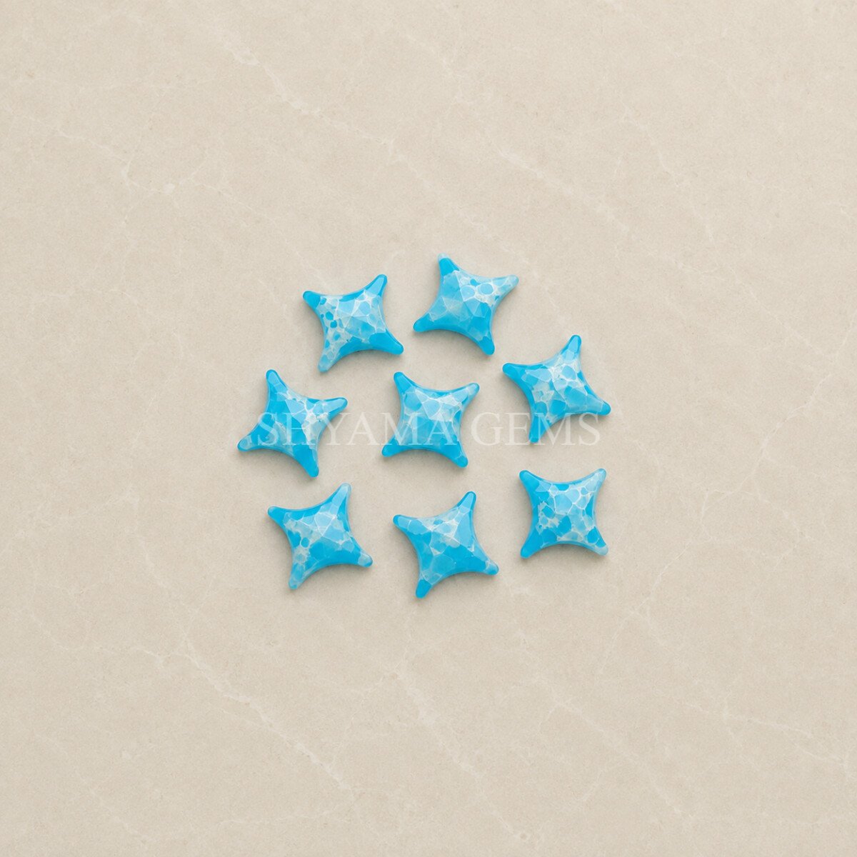 Larimar Turquoise Carved Ninja Star Loose Gemstone 12mm Larimar Turquoise Carved Ninja Star Loose Gemstone 12mm