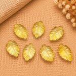 Lemon Quartz Leaf Carved Gemstone 14x10mm
