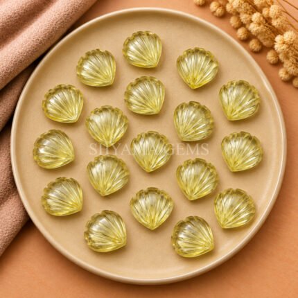 Lemon Quartz Carved Shell Gemstone 12mm