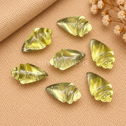 Lemon Quartz Conch Shell Carved Gemstone 18×10mm
