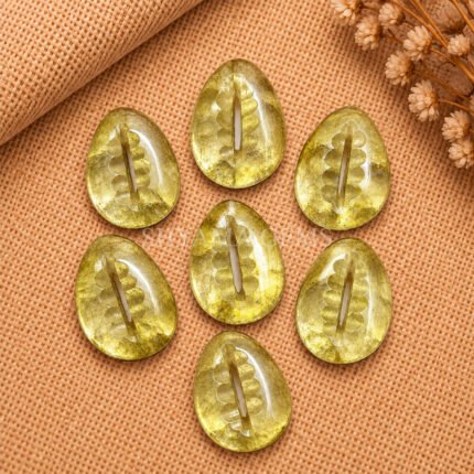 Lemon Quartz Cowrie Shell Carved Loose Gemstone 20×15mm