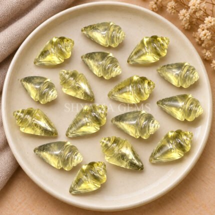Lemon Quartz Conch Shell Carved Gemstone 18×10mm