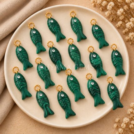 Malachite Fish Inlay Pendant 25x8mm